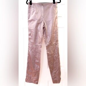NWT Escada Vintage Leather Lambskin Pants Metallic Pastel Pink EU sz 36 US sz XS